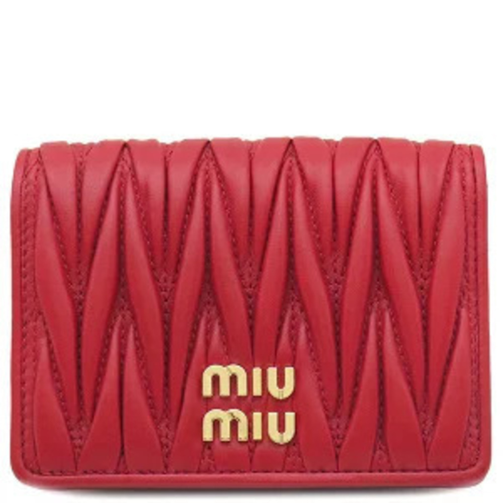 Miu Miu Card Case Wallet Matelasse leather Rosso red business pouch